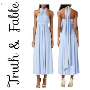 Truth & Fable Light Blue Multiway Maxi Halter Dress Size Small NWOT